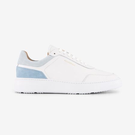 Baskets en cuir certifié | blanc et bleu "b2 santorini"