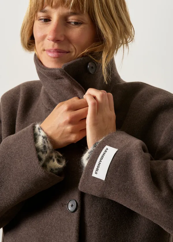 Manteau court en laine recyclée | marron "Majelaa wool jacket - claystone-melange", Armedangels