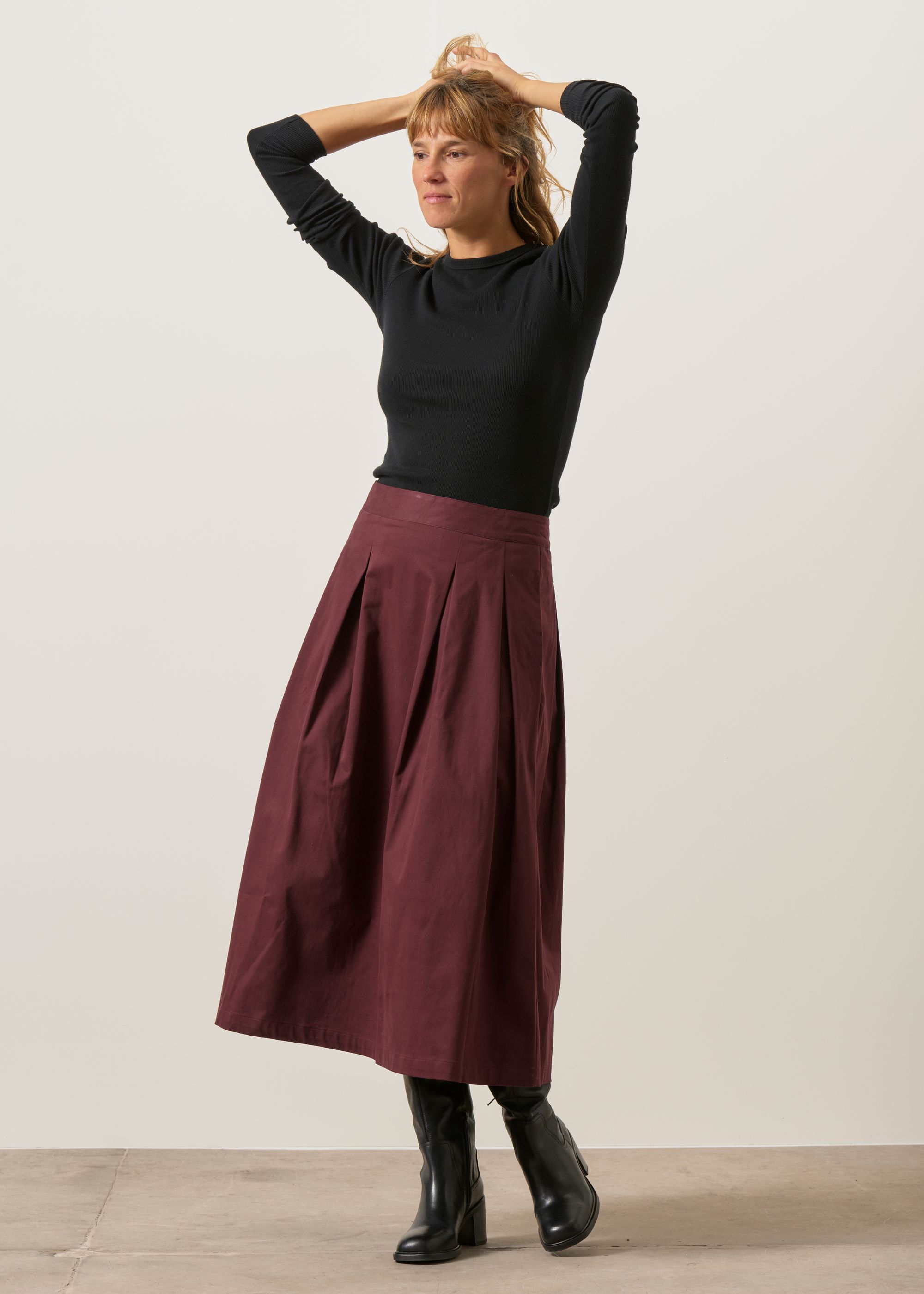Ausgestellter Midirock aus Bio-Baumwolle | Braun "eloisa - chocolat", SKFK, Foto 3