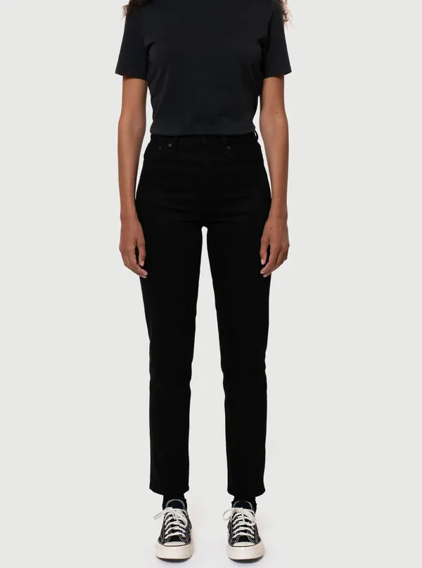 Jean mom en coton bio | noir "breezy britt everblack", Nudie Jeans