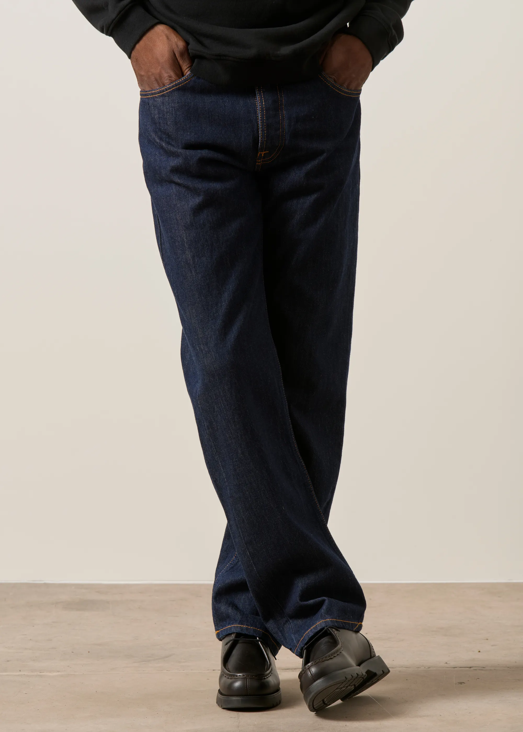 Jean droit large en coton bio  brut "rad rufus blue one wash", Nudie Jeans, photo 4