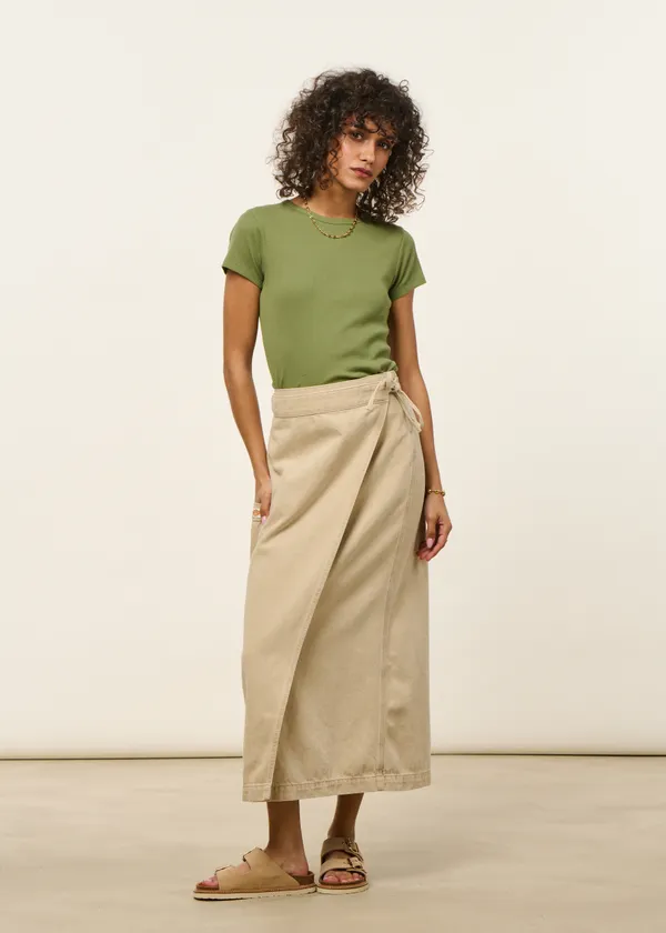 Jupe portefeuille en coton bio | ecru "irma skirt denim - pale yellow", Nudie Jeans