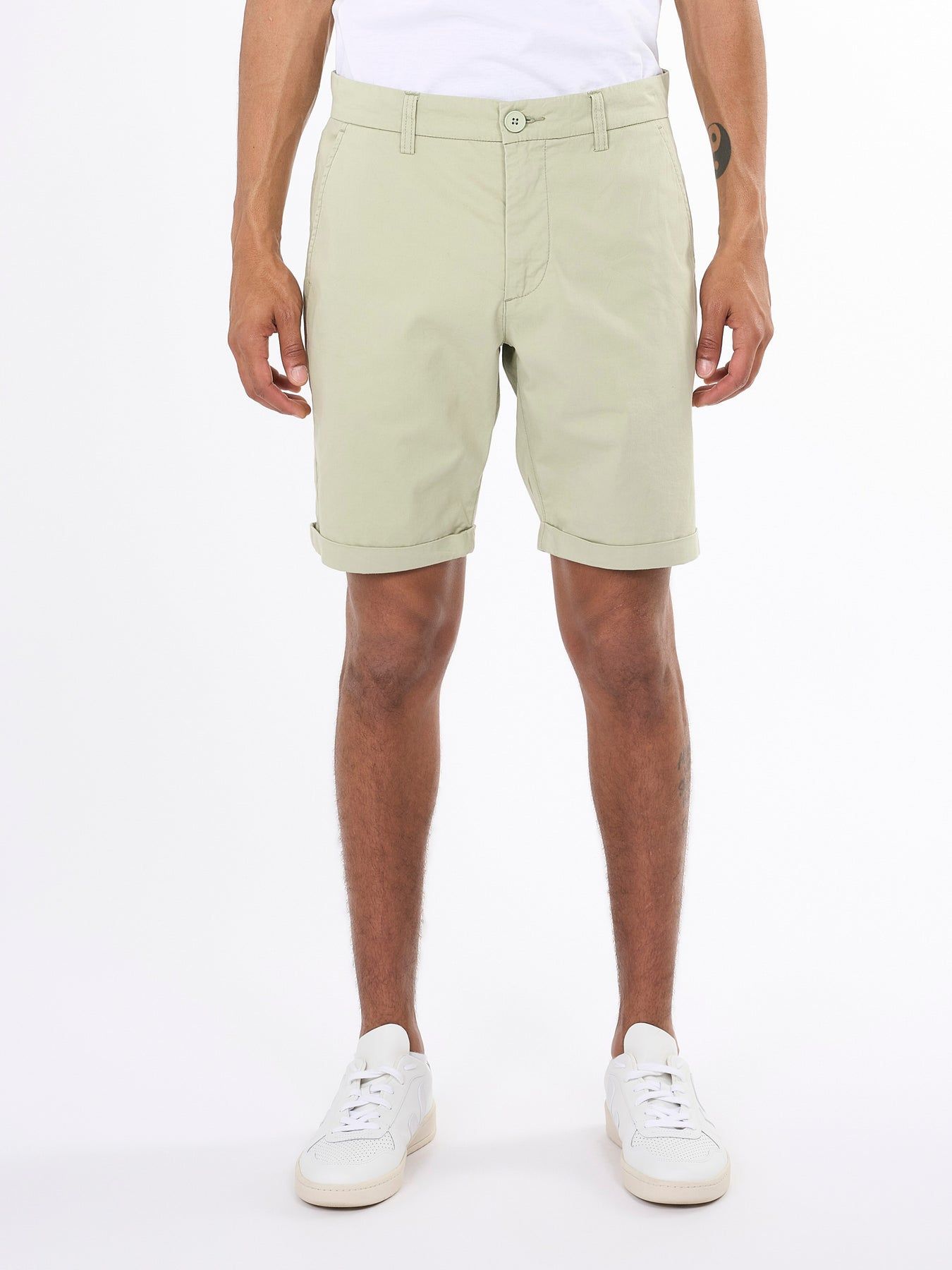 Short chino vert clair en coton bio - chino poplin swamp, Knowledge Cotton Apparel, photo 6