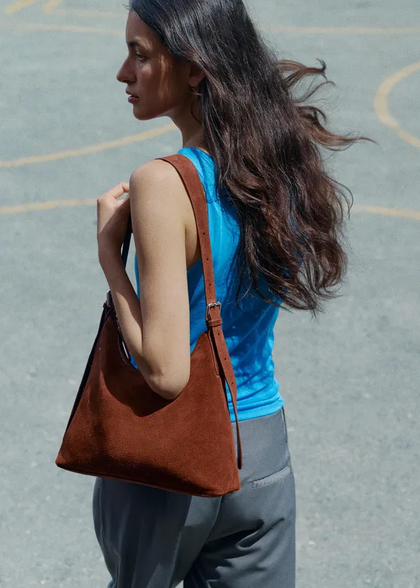 Sac à main en cuir suède certifié | marron "Bari chestnut", Vagabond