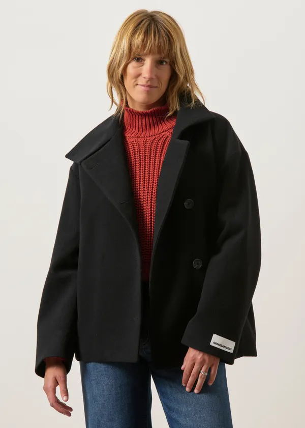 Manteau court en laine recyclée | noir "Majelaa wool jacket - black", Armedangels
