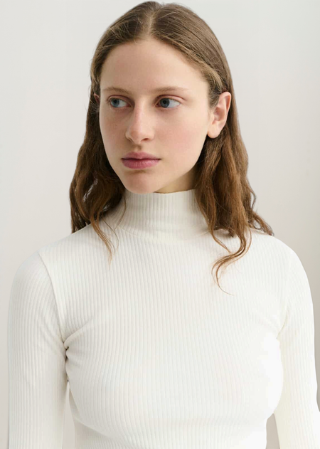 Unterziehshirt mit Stehkragen aus Bio-Baumwolle | Weiß "White rib aine top - white", Thinking Mu, Foto 2