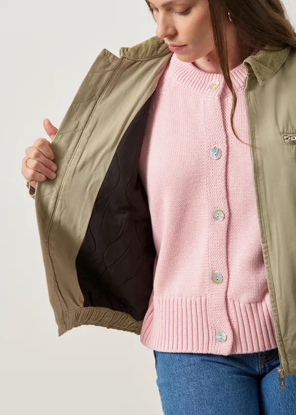 Veste doublée en coton bio | vert "Padded cotton iconic å jacket - light sage", Armedangels