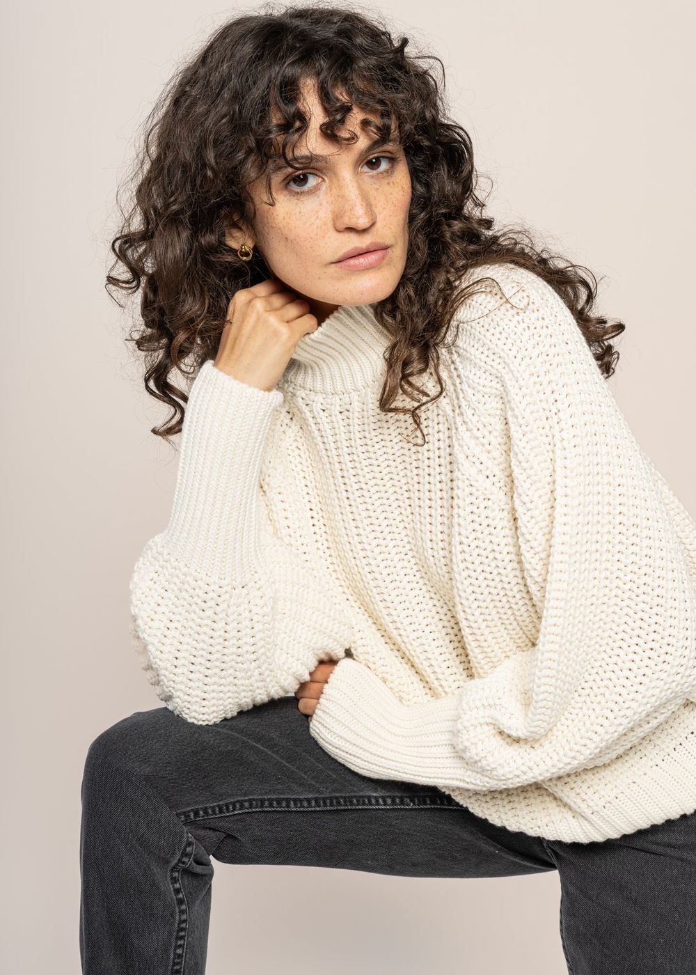 Pull maille en coton bio | écru 