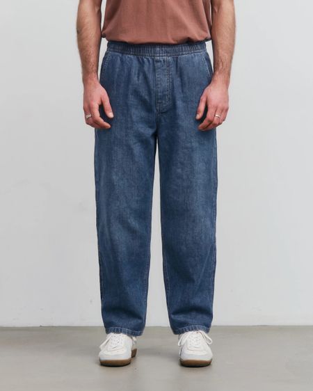 Pantalon ample léger effet denim en coton bio | bleu denim "Wide pant recycled cotton - washed denim" - Rotholz