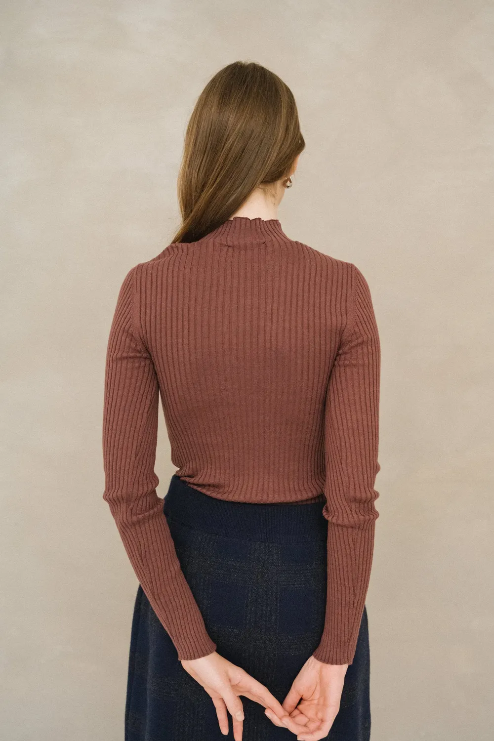 Sous-pull côtelé en coton biologique | violet 