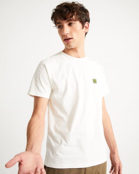 T-shirt blanc à motif en coton bio - sol white t-shirt