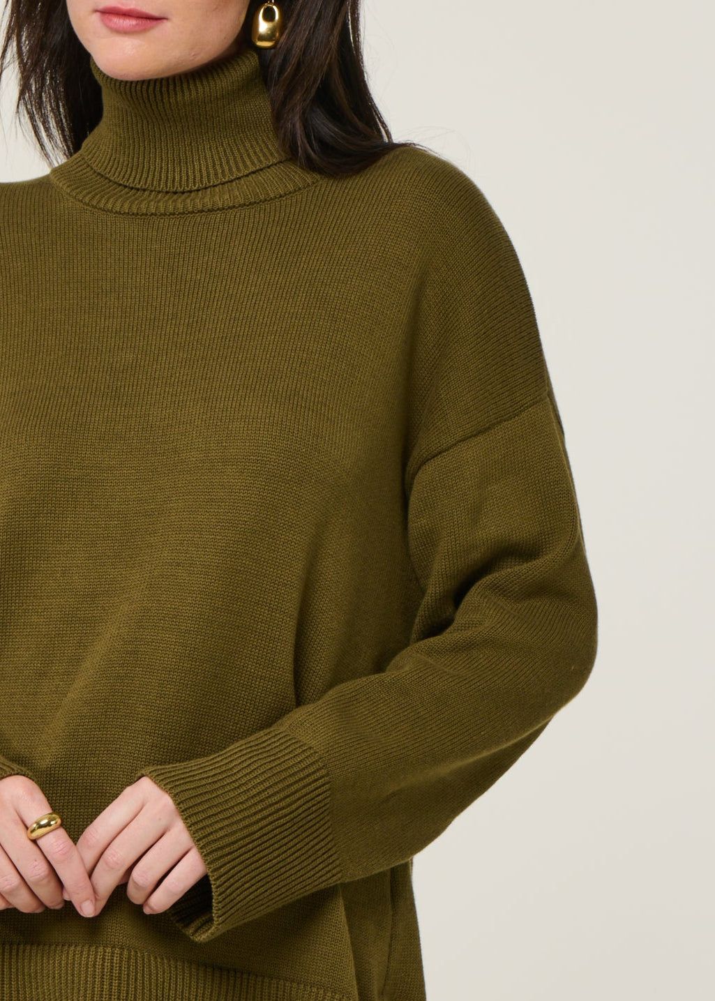 Pull col roulé en coton bio | vert "mua - woody olive", Jan'n June, photo 4