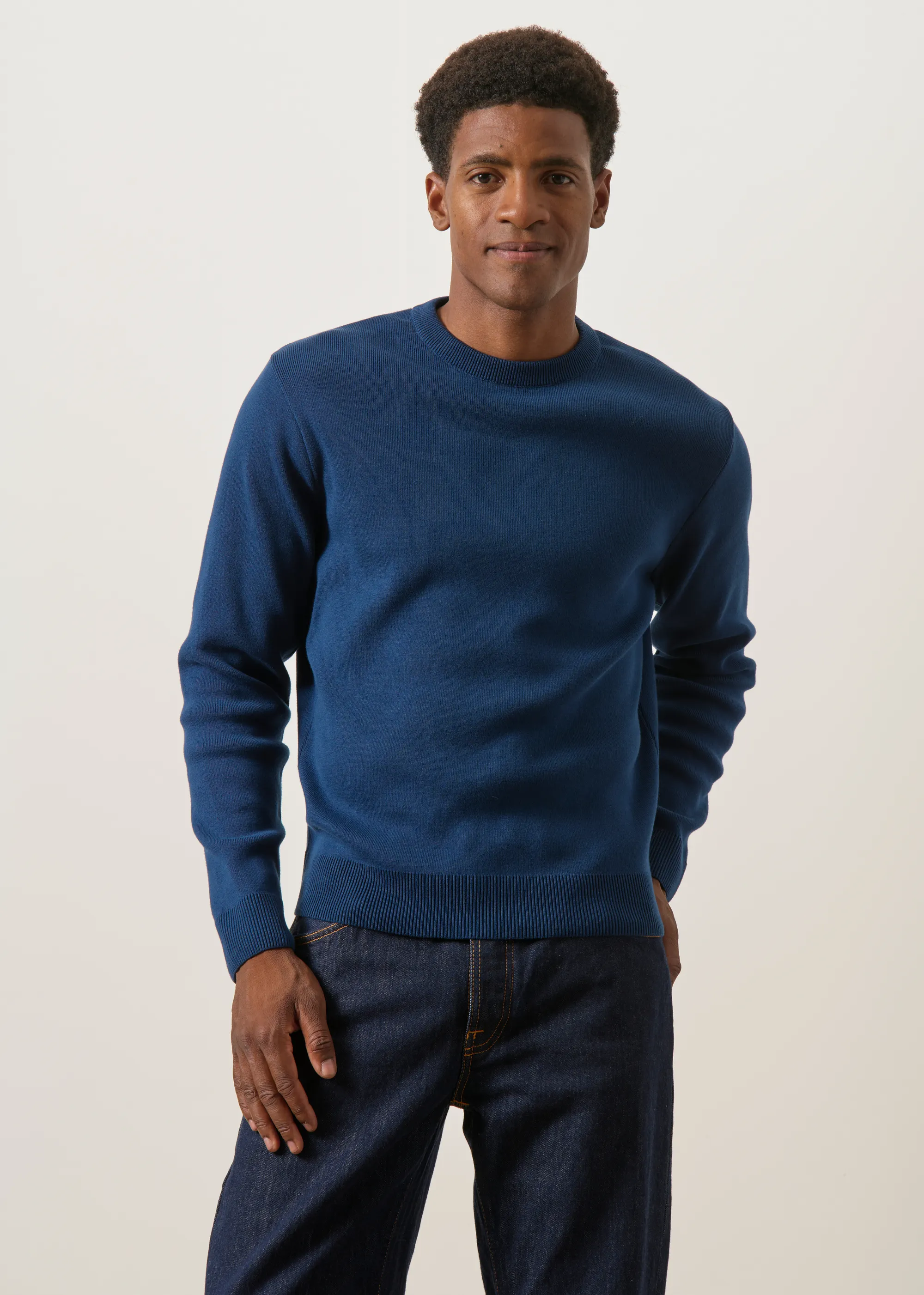 Pull interlock en coton bio |  marine, WeDressFair, photo 1