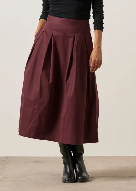 Jupe midi évasée en coton biologique | marron "eloisa - chocolat", SKFK