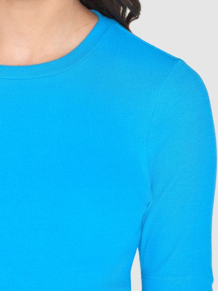 T-shirt côtelé en coton bio | bleu "rib t-shirt malibu blue" - Knowledge Cotton Apparel