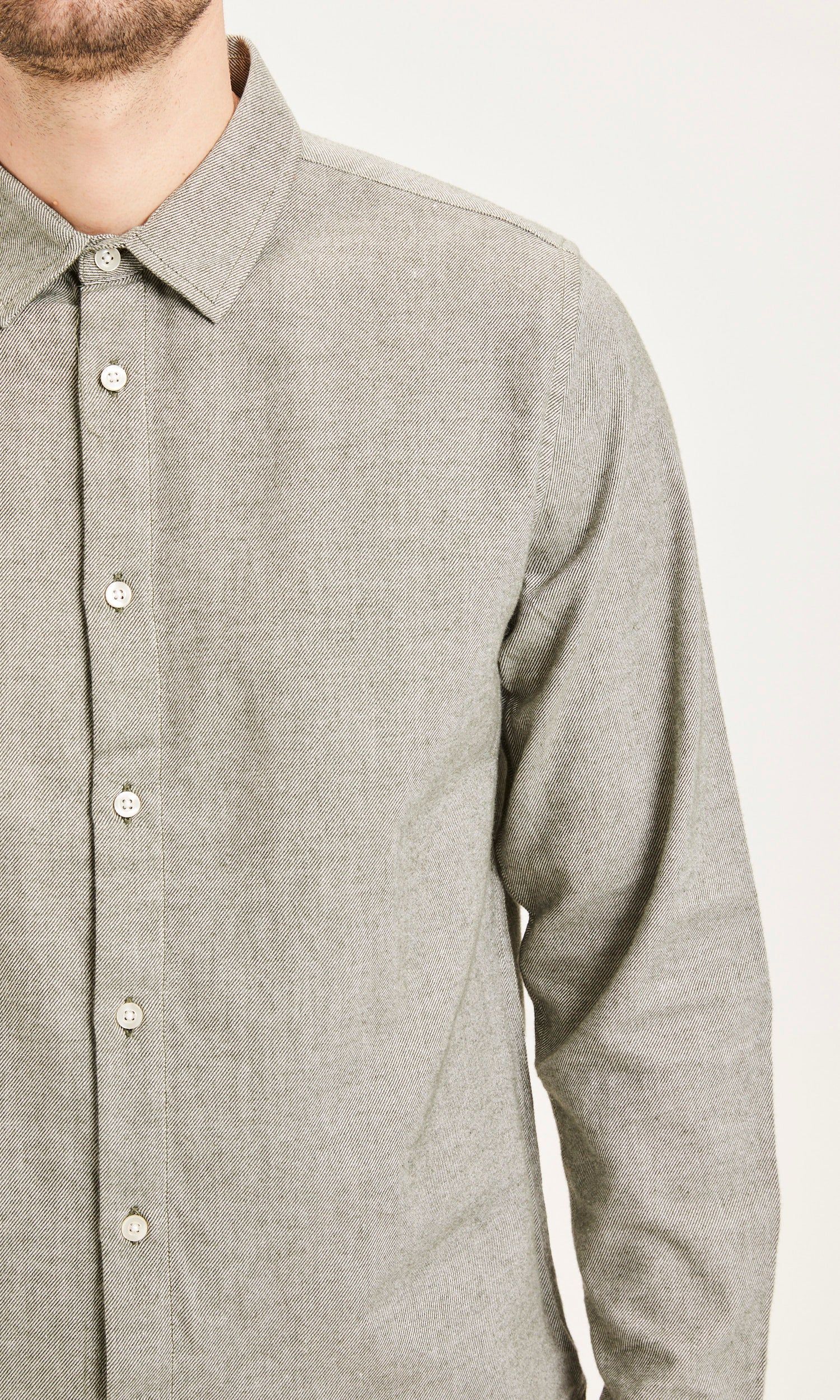 Chemise verte clair en flanelle de coton bio - larch forrest night, Knowledge Cotton Apparel, photo 2