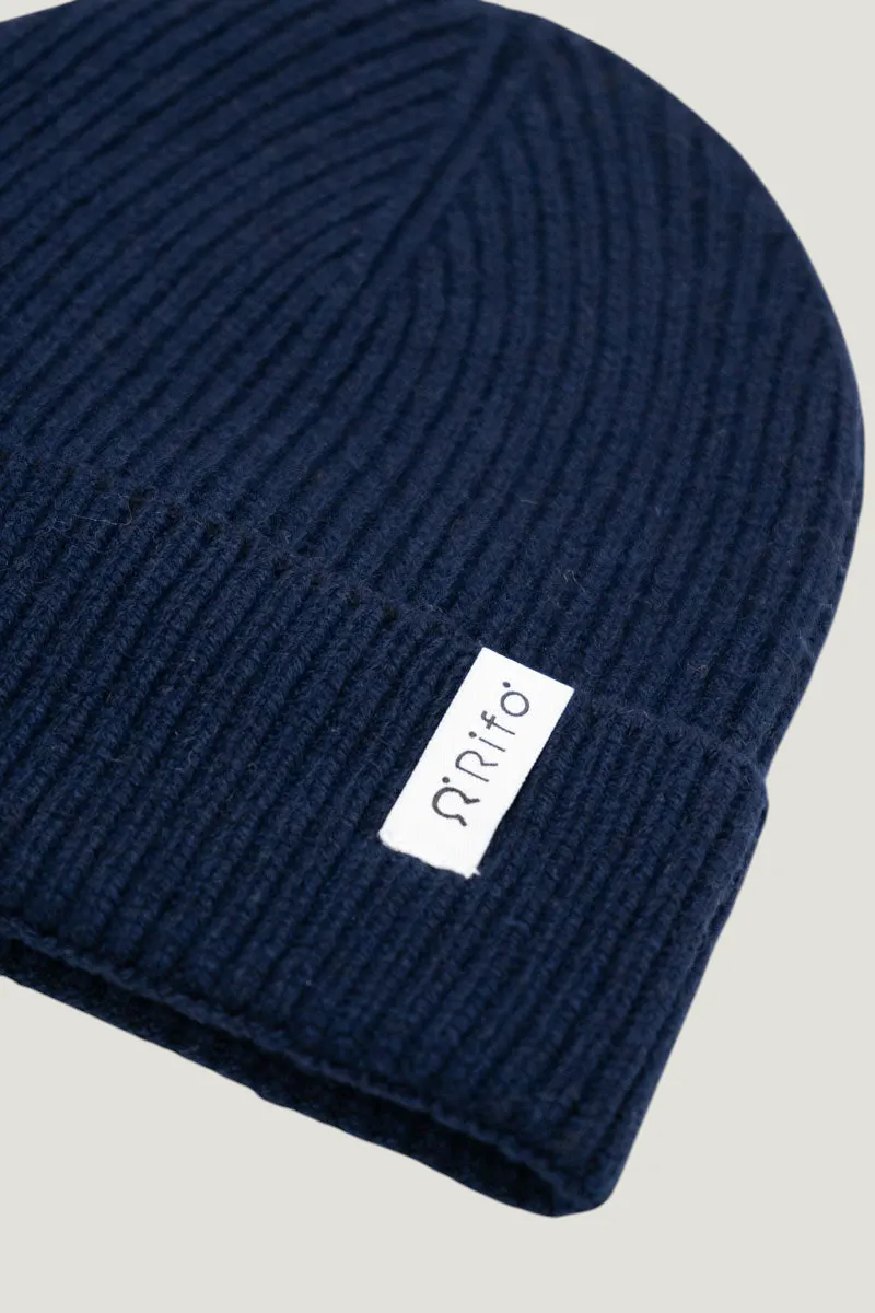 Bonnet en cachemire recyclé | marine "cappello marcello blu mora", Rifò, photo 2