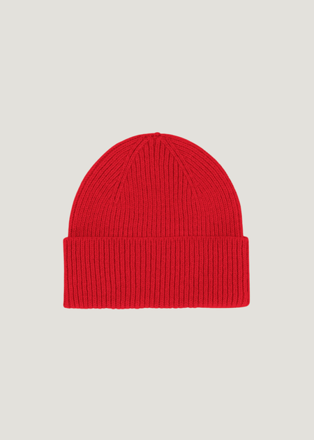 Bonnet en laine mérinos recyclée | rouge "merino wool beanie - scarlet red" - Colorful Standard