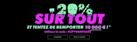 On vous donne ici plusieurs arguments pour vous inciter à acheter. Non seulement vous avez -20% sur tout le site, mais en plus de cela, si vous achetez vous accédez à un tirage au sort.