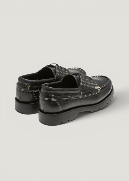 Chaussures bateau en cuir certifié | noir "embruns oak noir", Kleman, photo 3