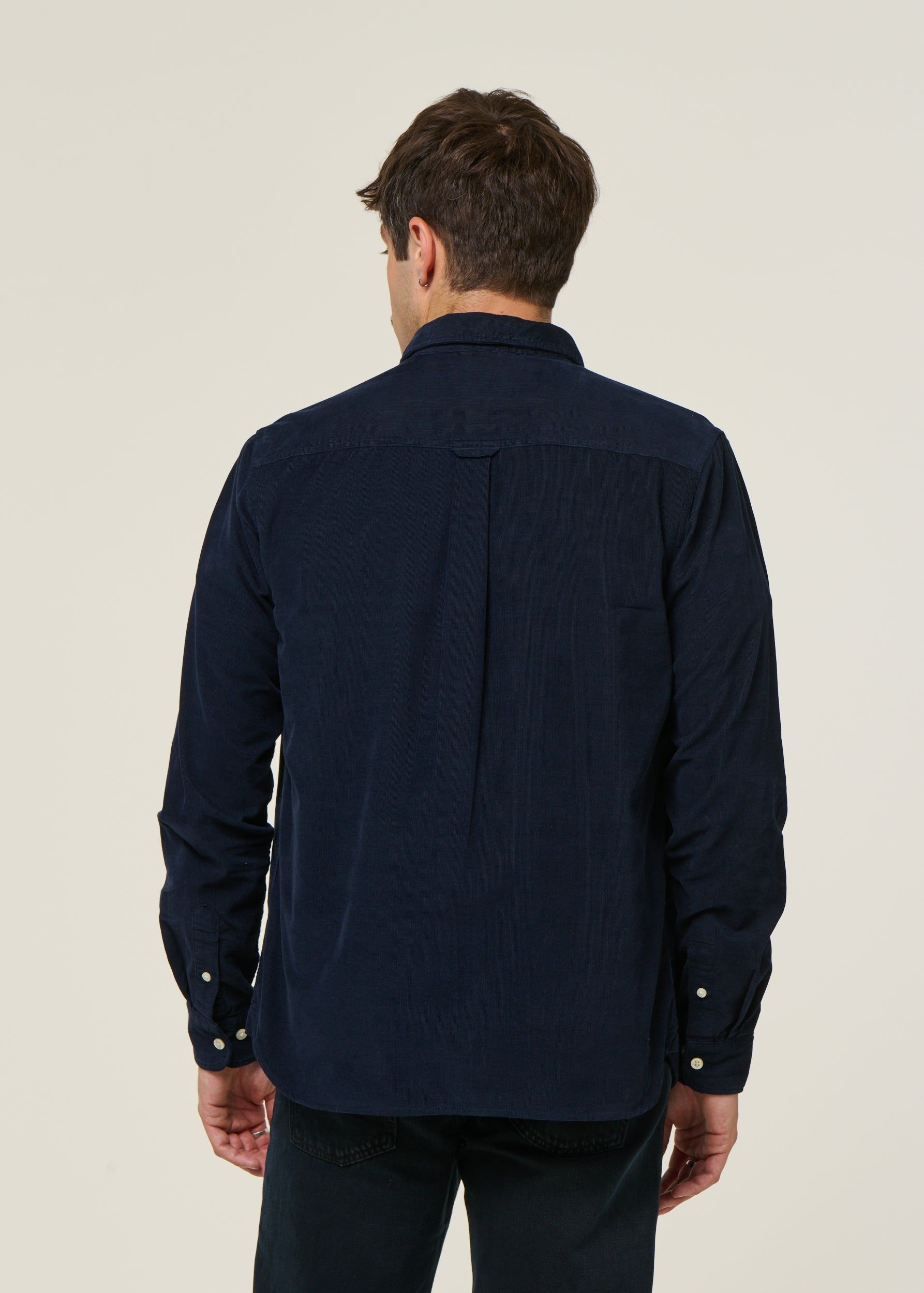 Chemise velours côtelé en coton bio | marine "corduroy shirt total eclipse", Knowledge Cotton Apparel, photo 3