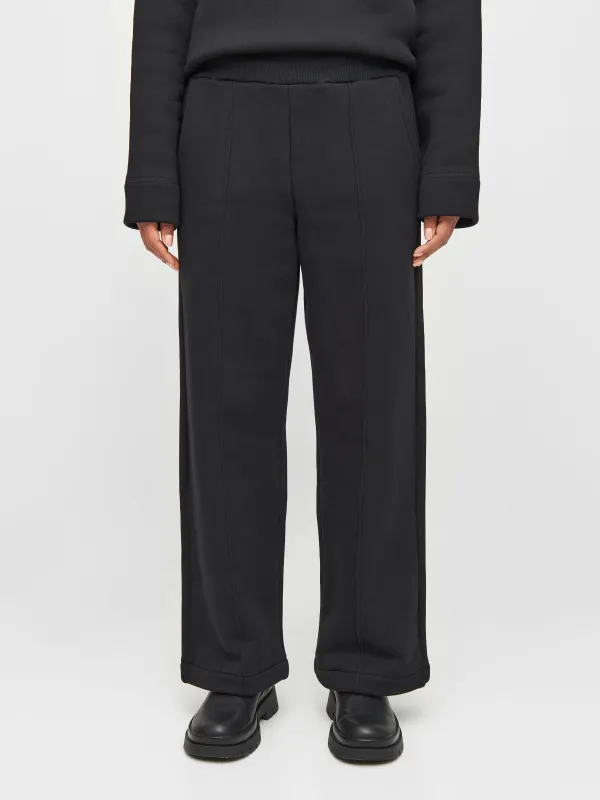 Pantalon jogging en coton bio | noir "posey wide elastic pants black jet", Knowledge Cotton Apparel