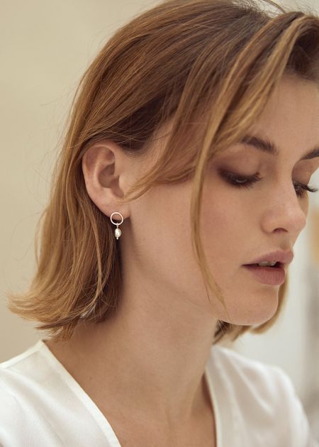 Boucles d'oreilles avec perle en argent recyclé - minimal pearl stud