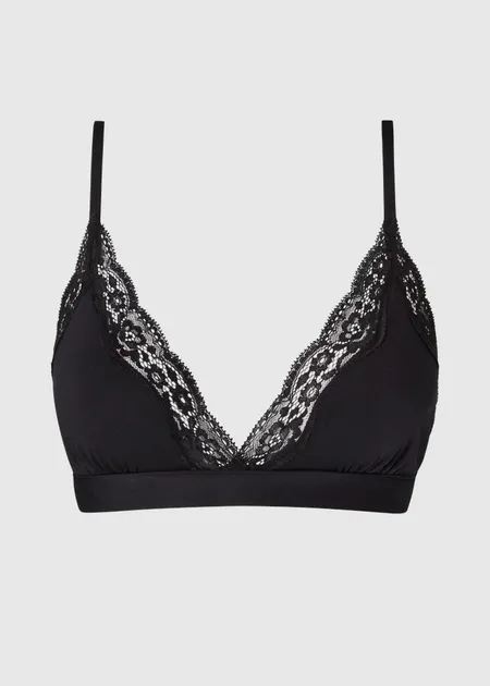 Soutien-gorge en matière recyclée | noir "micro lace triangle bralette - black", Understatement, photo 4
