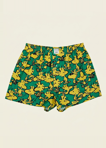 Caleçon à imprimés en coton bio | vert et jaune "Peanuts woodstock boxer green - gren"
