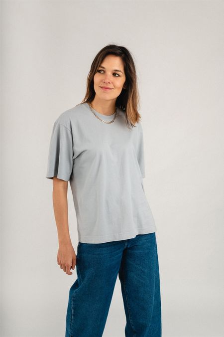 T-shirt oversize gris foncé en coton bio - women oversized t-shirt cloudy grey
