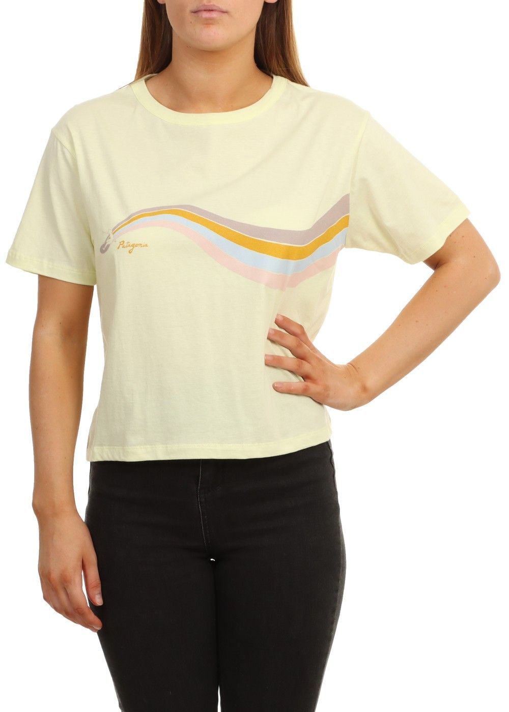 T-shirt jaune imprimé en coton bio - psychedelic slider, Patagonia, photo 2