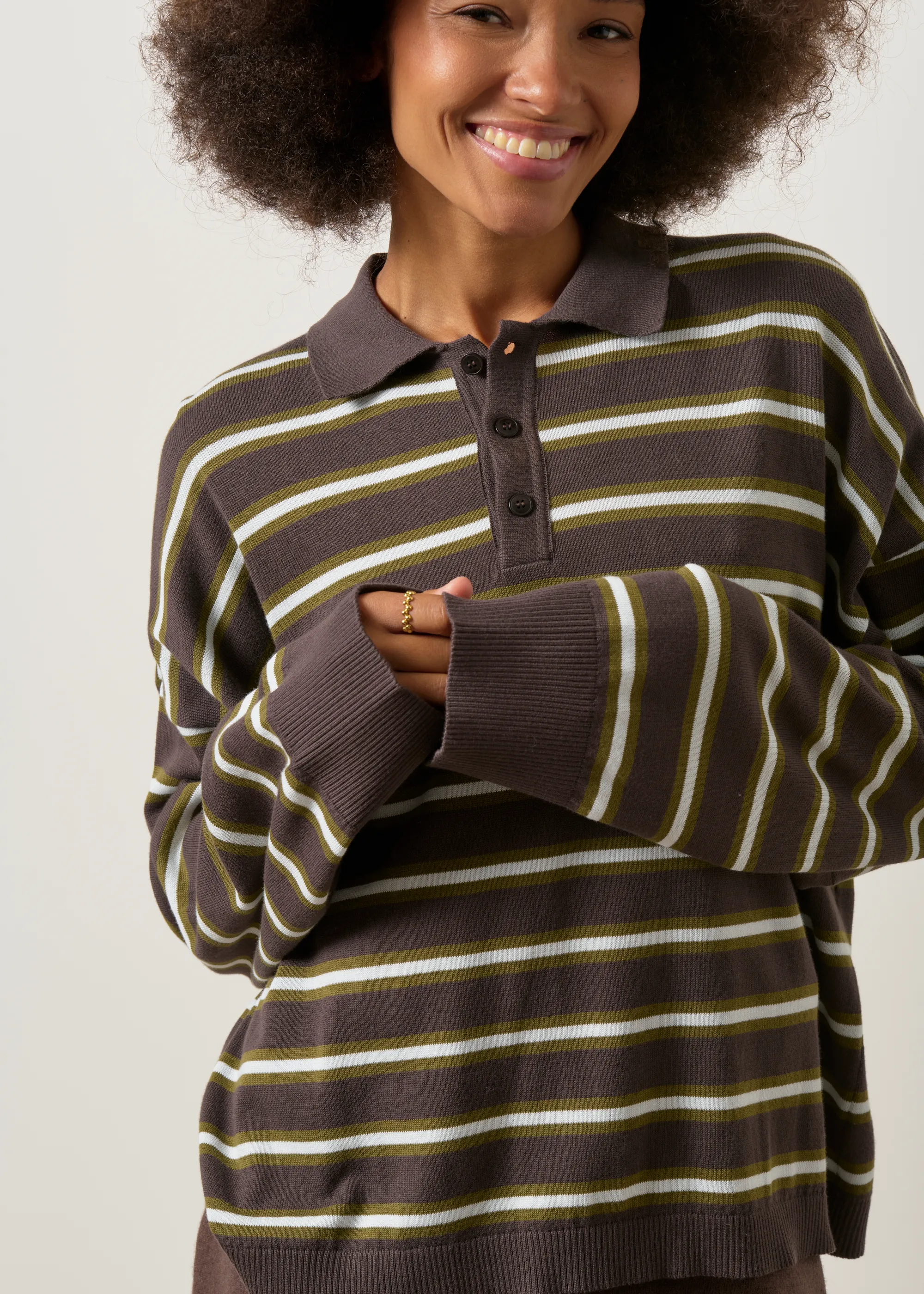 Pull polo en coton biologique | rayé "Etta - zartbitter striped", Jan'n June, photo 2