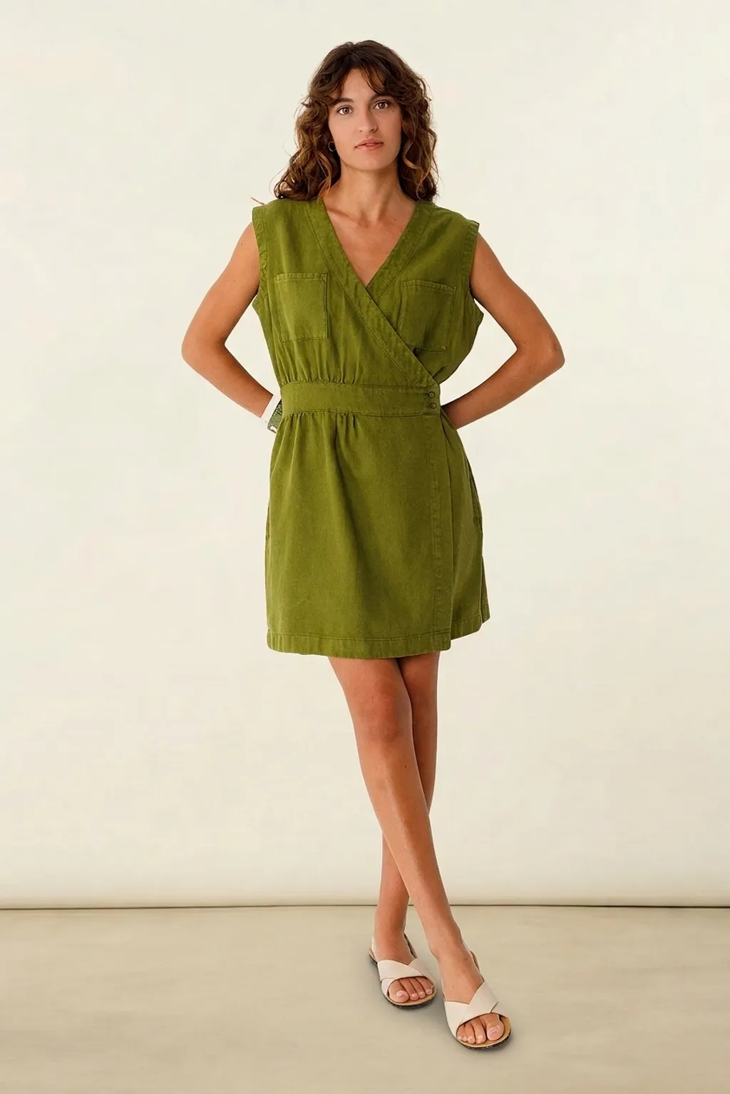 Robe en lin et coton bio | vert "vestido maddi - dark green", SKFK, photo 1