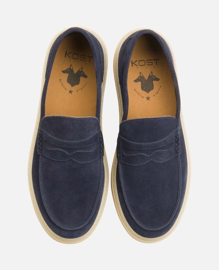 Mocassins en croûte de velours certifiée | marine "debonair marine", KOST Paris, photo 3