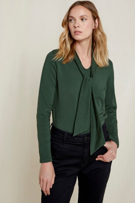 Top noué vert en coton bio - libni