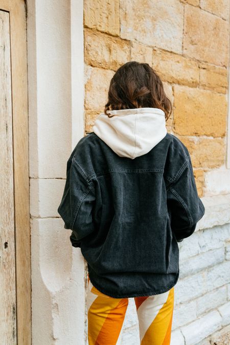 Veste en jean noire en coton bio - ellen overshirt black blizzard, Samsoe Samsoe, photo 3