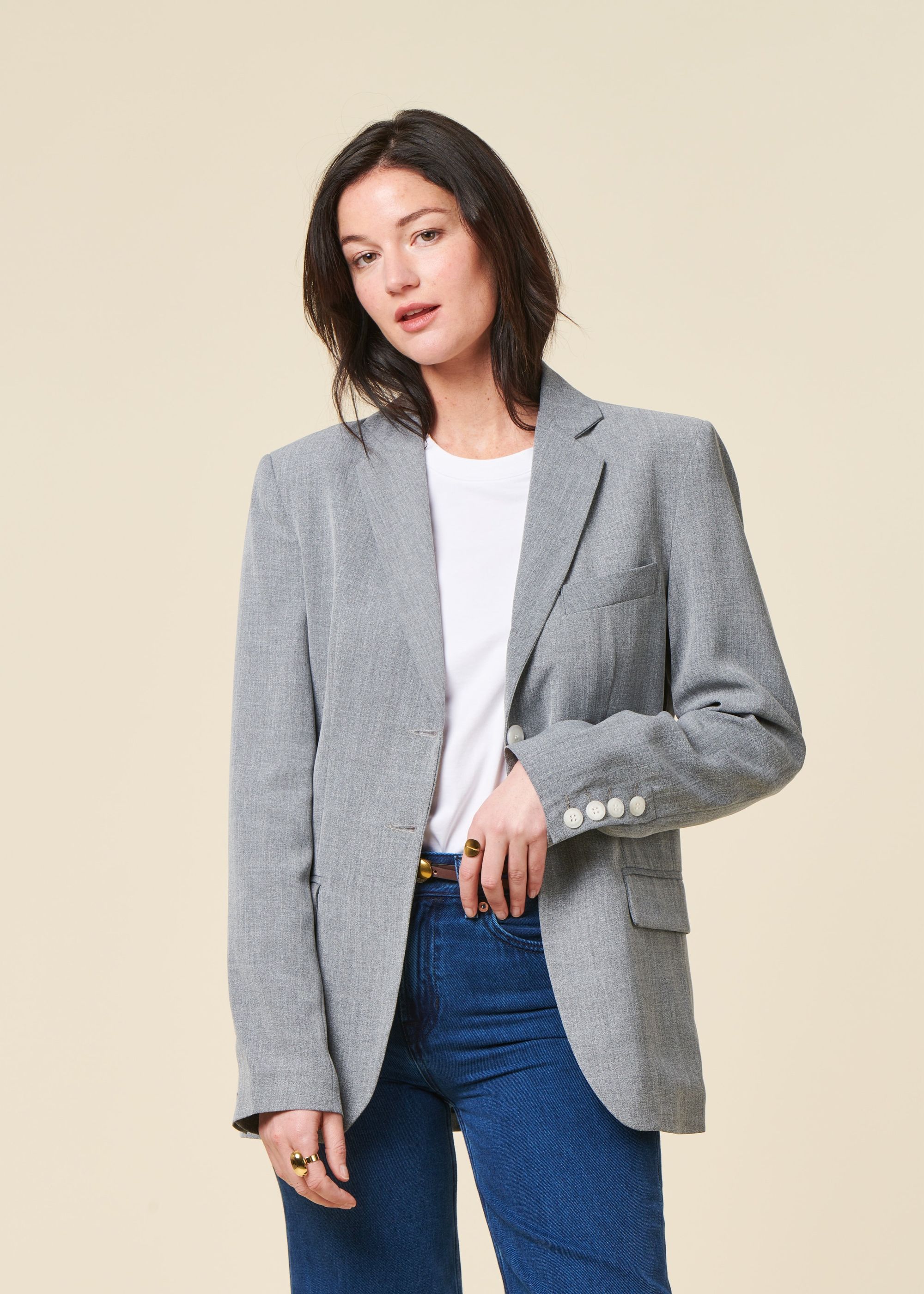 Blazer made in france en matière upcyclée | gris "lara", Akho Paris, photo 2
