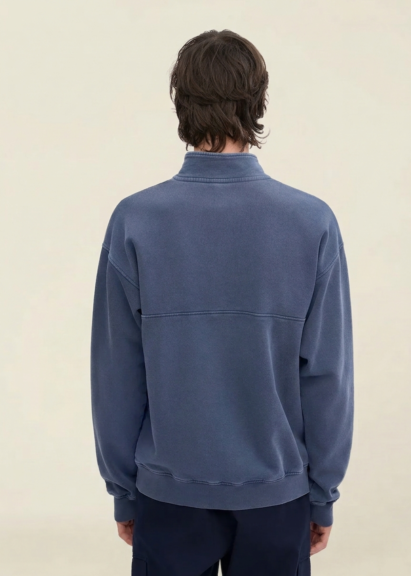 Sweat col zippé en coton bio | bleu "quarter zip - neptune blue", Colorful Standard, photo 3
