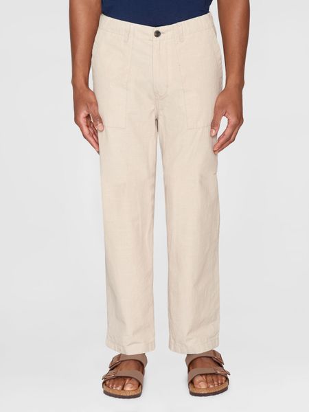 Pantalon ample en coton bio | écru "flint wide slub yarn pants light feather gray" - Knowledge Cotton Apparel
