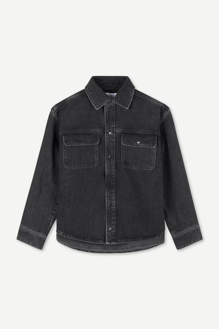 Veste en jean noire en coton bio - ellen overshirt black blizzard, Samsoe Samsoe, photo 6