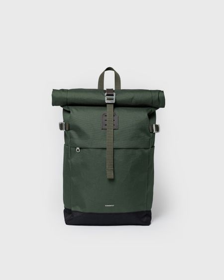 Sac à dos 23l en matière recyclée | vert "icon rolltop backpack m - dawn green with dark brown leather"