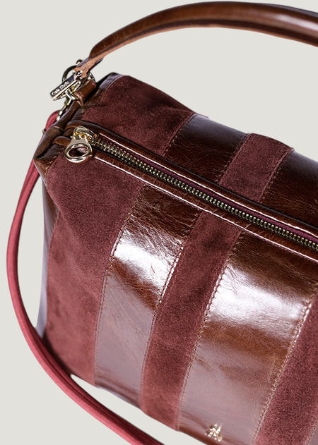 Sac à main en cuir et suède certifié | rayé bordeaux "halo stripe - acajou burgundy", Craie Studio, photo 3