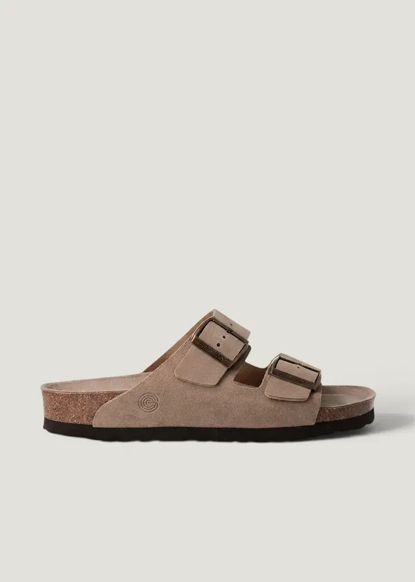 Sandales en cuir suède certifié | taupe "hawaii nubuck taupe", Genuins
