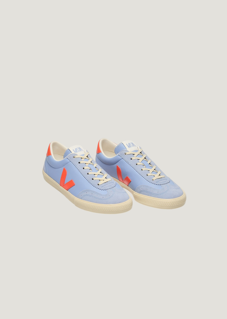 Baskets en cuir | bleu "volley - olympe orange fluo calcaire" - Veja