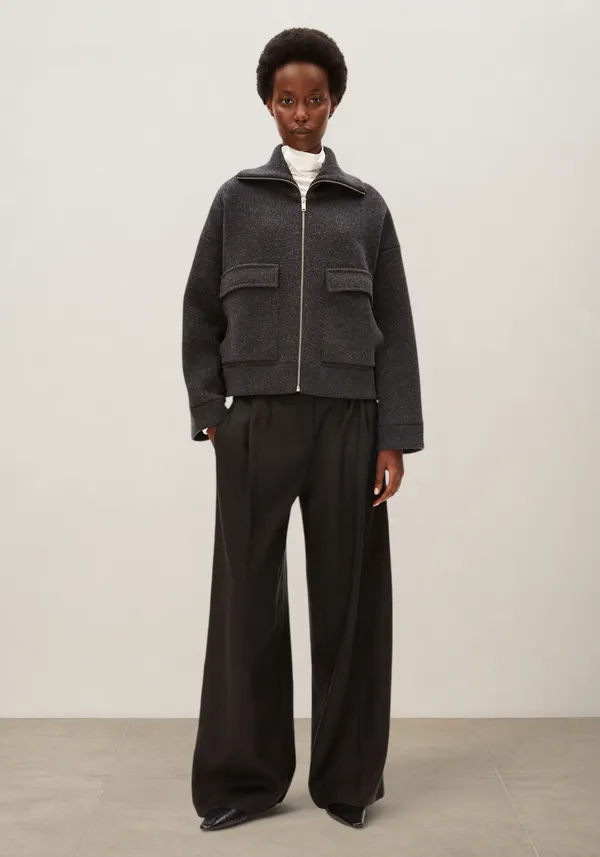 Veste en coton et laine bio | gris "cotton-wool knit jacket - steel melange", Armedangels