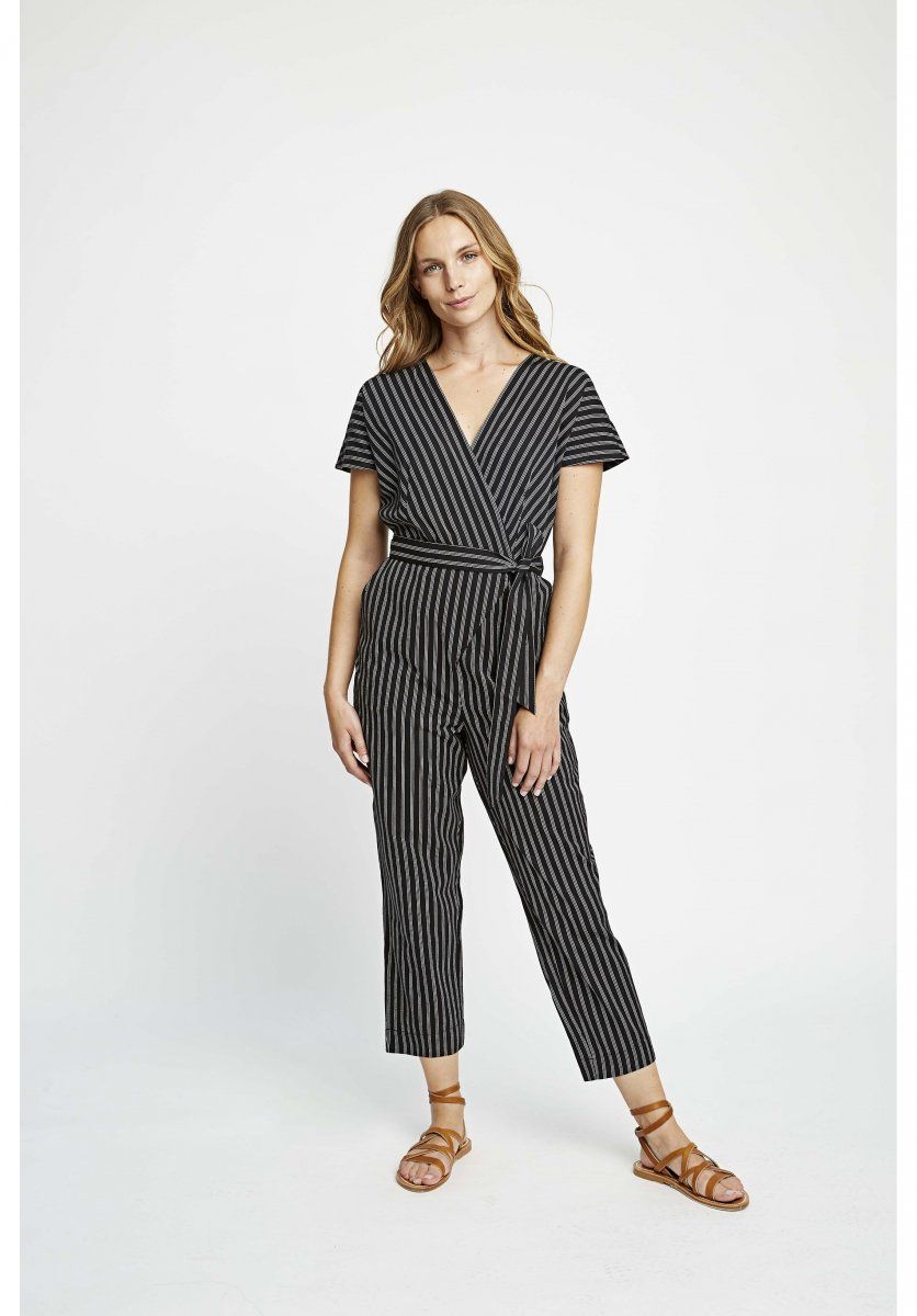 Combinaison rayée noire en coton bio - mimi jumpsuit, People Tree, photo 2