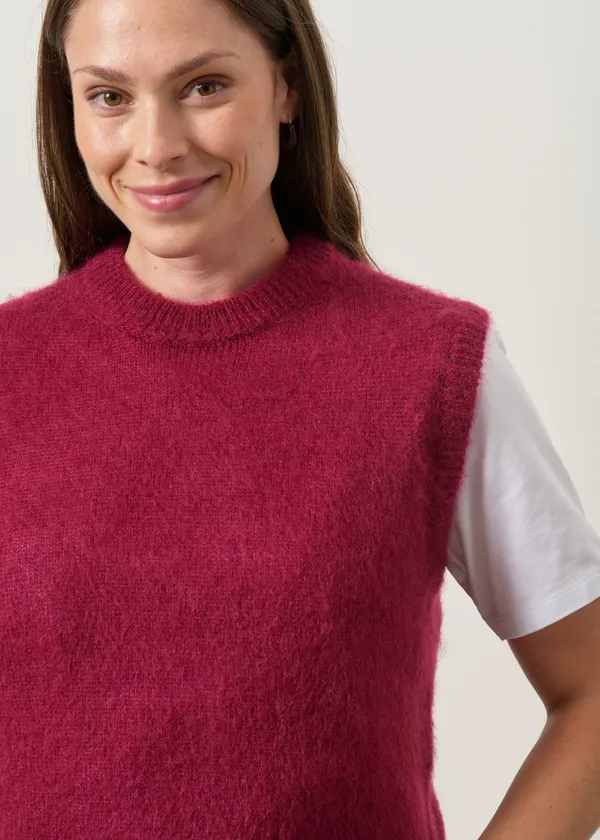 Pull sans manche en mohair certifié | aubergine "Luna", WeDressFair