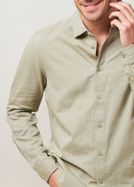 Chemise en coton biologique | vert "regular fit light twill shirt burned olive" - Knowledge Cotton Apparel