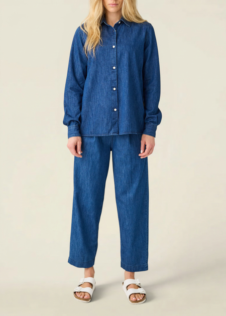 Pantalon droit denim en coton bio | bleu "organic cotton denim pant - dark blue denim"
