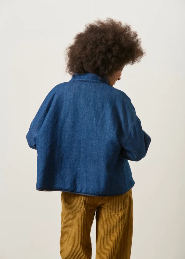 Veste denim en coton bio doublée polaire en matière recyclée | "sarclée", Graine
